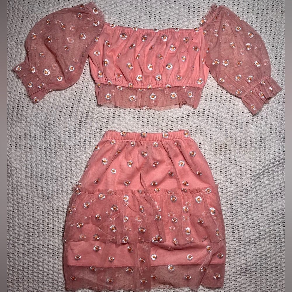 Ruffled Lace Sunflower Skirt Set